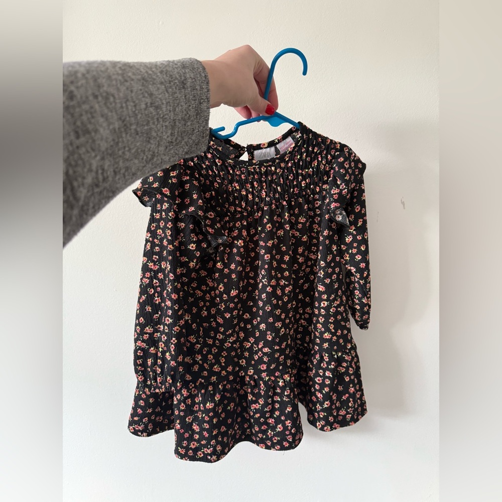 Floral Black Kids Dress